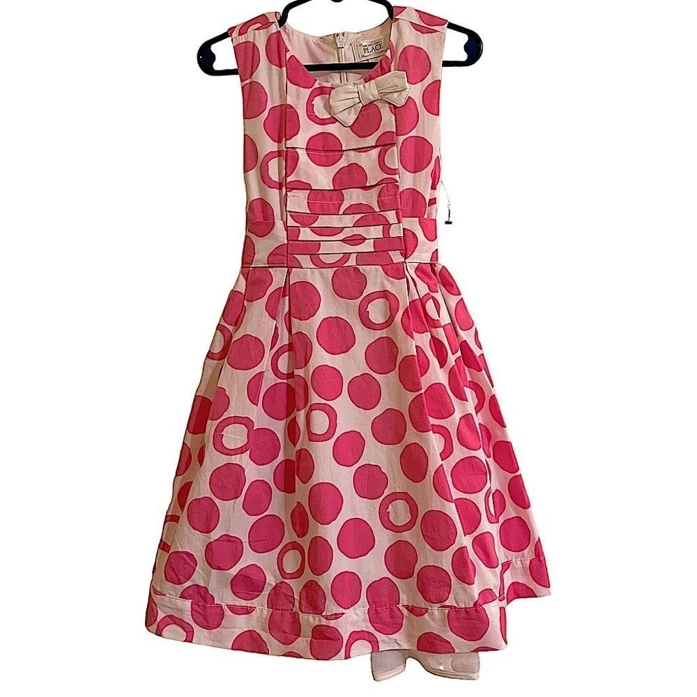 The Childrens's Place Hot Pink and White Polka Dot Dress Size 5